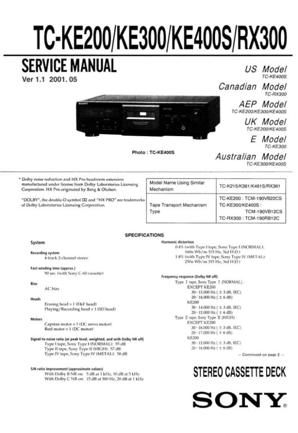 TC-KE200, TC-KE300, TC-KE400S, TC-RX300 Ver.1.1